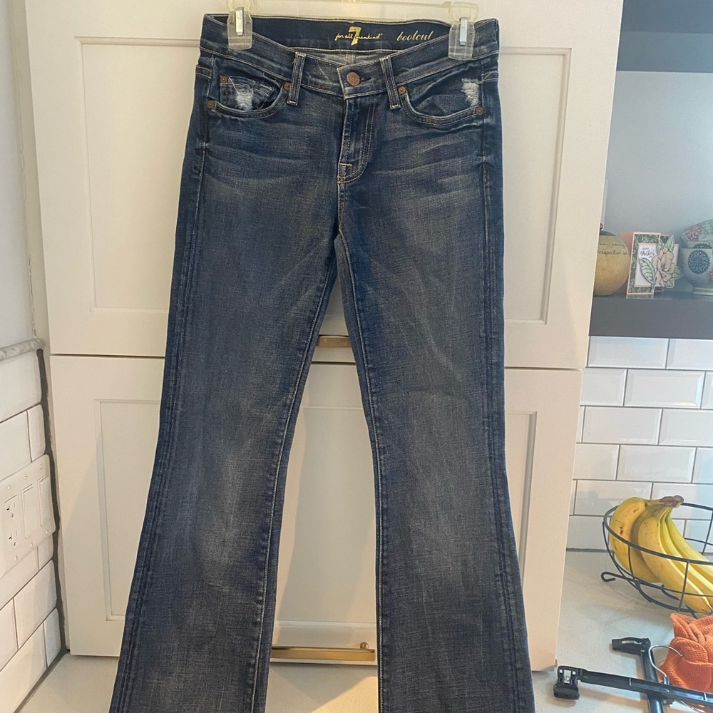 7 for all mankind distressed bootcut jeans Sz 26